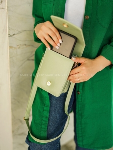 کیف دوشی مارتا مدل موبایلی رنگ سبز پاستیلی