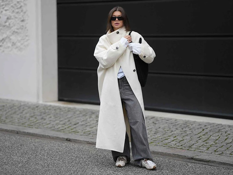 استایل پالتو با رنگ سفید ابری