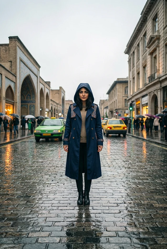 استایل برای روزهای بارانی - بارانی کلاه دار