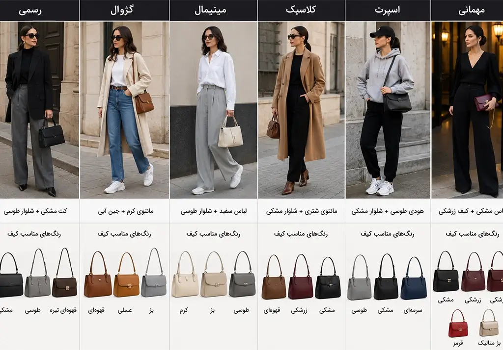 بهترین رنگ کیف برای استایل های مختلف