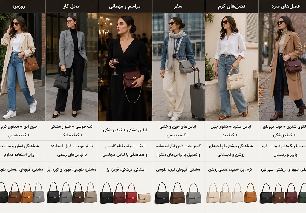 بهترین رنگ کیف برای موقعیت های مختلف