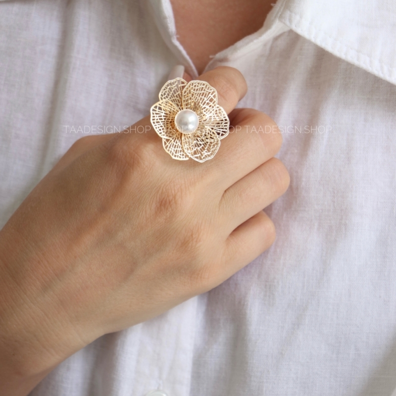 انگشتر زنانه گل دار مدلRi4019