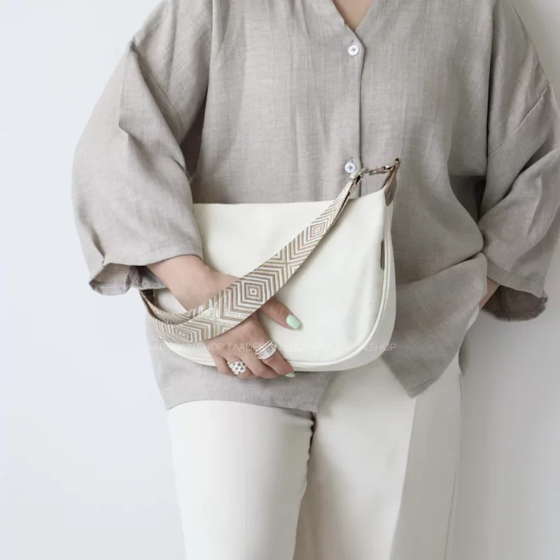 کیف زنانه دوشی مدل کمند کتان