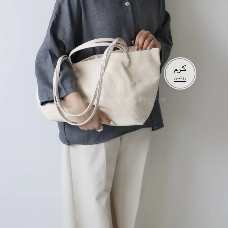 کیف زنانه  بزرگ مدل تاکین کتان