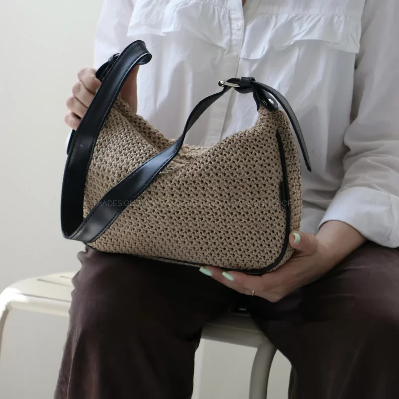 کیف زنانه دوشی مدل کمند رافیا