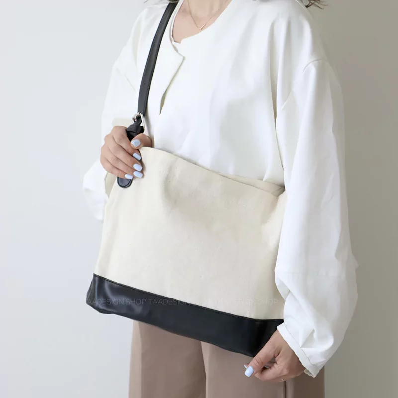 کیف زنانه بزرگ مدل گندم کتان