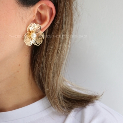 گوشواره طرح گل فلزی مدلEa9016