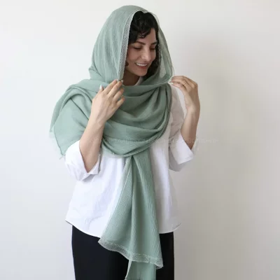 شال  پلیسه لبه دانتل  مدل پاپیتال