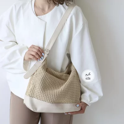 کیف زنانه بزرگ مدل گندم رافیا