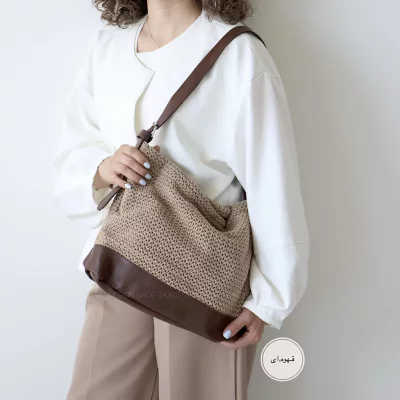 کیف زنانه بزرگ مدل گندم رافیا