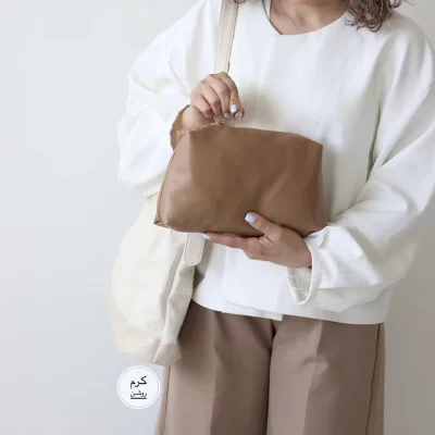 کیف زنانه بزرگ مدل گندم کتان