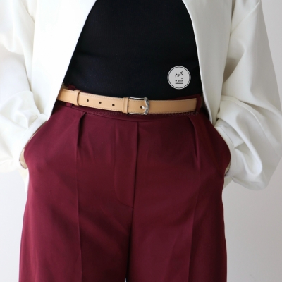 کمربند چرمی مات  زنانه مدلbe7001