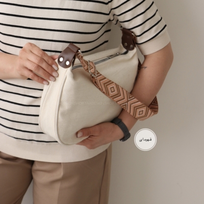 کیف زنانه دوشی مدل کمند کتان
