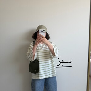 تیشرت لانگ باکسی راه راه کد 6081