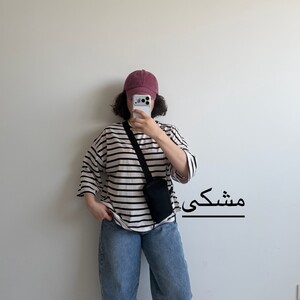تیشرت لانگ باکسی راه راه کد 6081