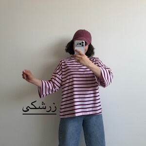 تیشرت لانگ باکسی راه راه کد 6081