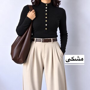 بلوز زنانه یقه‌ ایستاده دکمه‌دار مدل 1708