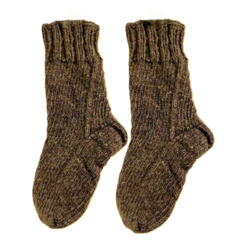 جوراب پشمی خودرنگ قهوه ای