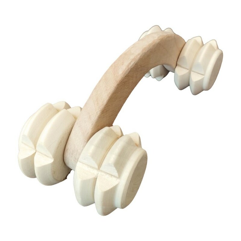 ماساژور چوبی چهار چرخ غلتکی