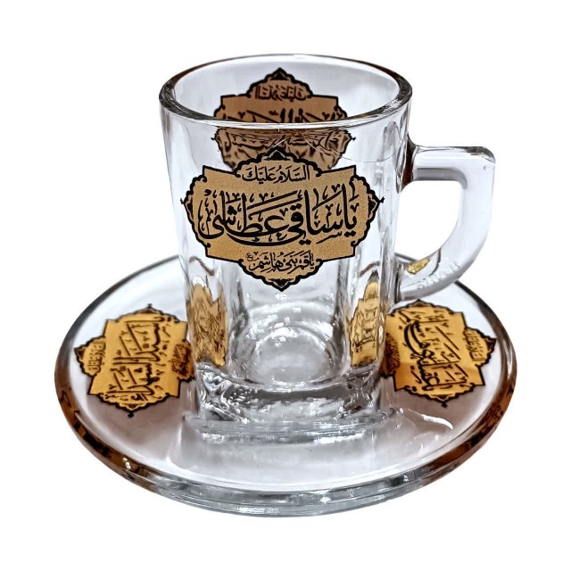 سرویس استکان دسته دار و نعلبکی ربعی نورهان (طرح ضیافت)