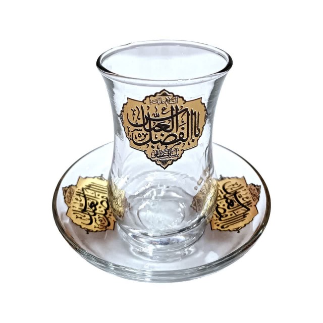 ست استکان کمر باریک بدون دسته و نعلبکی نورهان (طرح ابالفضل العباس)