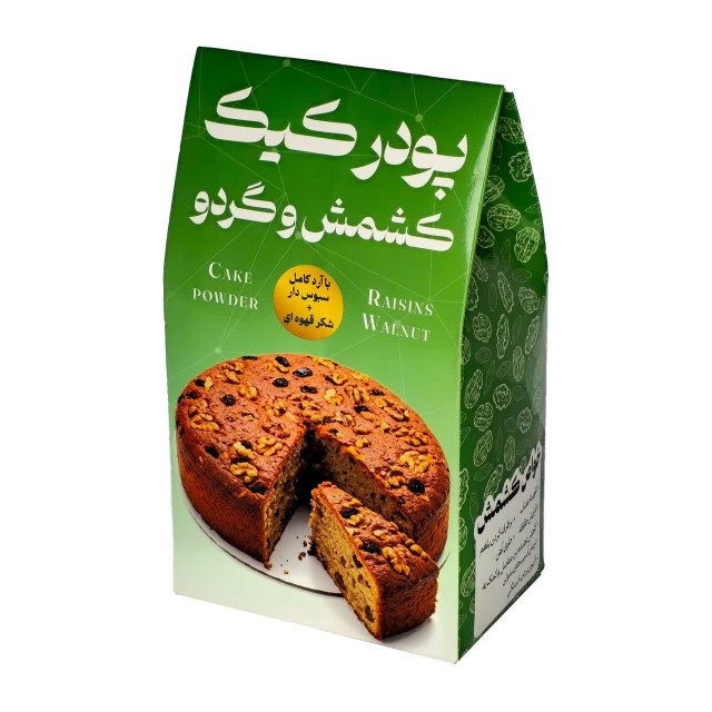 پودر کیک کشمش و گردو نیکا (تهیه شده با شکر قهوه ای)