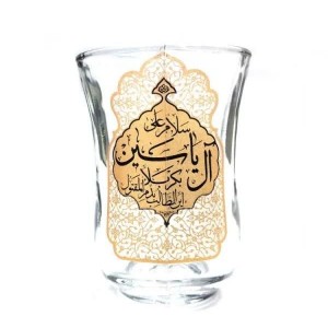 ست استکان کمر باریک دسته دار و نعلبکی نورهان (کتیبه ای)