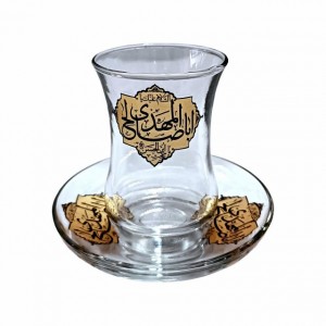 ست استکان کمر باریک دسته دار و نعلبکی نورهان (طرح یا اباصالح المهدی)