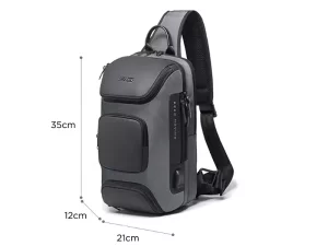 کوله پشتی تک بند یو اس بی دار 8 لیتری بنج BANGE BG-7086 Men Chest Bag Single Shoulder Bag