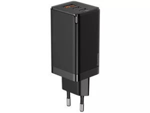 شارژ دیواری فست شارژ تایپ سی و یو اس بی 65 وات بیسوس Baseus CCGAN2P-B02 Dual USB-C Quick Charging