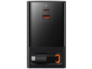 شارژر دیواری و آداپتور برق سوپر فست شارژ 65 وات با کابل تایپ سی جمع شونده بیسوس Baseus Gan5 Pro Digital Power Strip PSLR000001