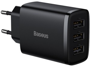 شارژر دیواری سه پورت یواس‌بی 17 وات بیسوس Baseus Compact Charger 3U 17W EU CCXJ020101