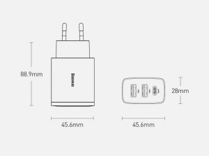 شارژر دیواری فست بیسوس 30 وات Baseus Compact Quick Charger 2U+C EU CCXJ-E01