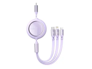 کابل شارژ سریع سه سر بیسوس Baseus Bright Mirror Retractable 100W 1.2m Cable