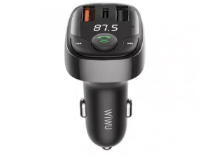 شارژر فندکی یو اس بی و تایپ سی و گیرنده بلوتوث ویوو Wiwu Car Charger PC600