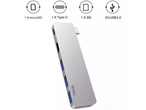 هاب تایپ سی 5 پورت فلزی ویوو WiWU T6 Pro Type-C Hub