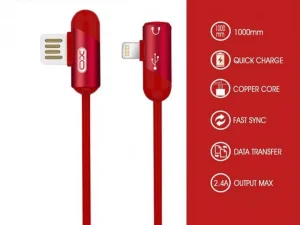 کابل شارژ و مبدل صدای لایتنینگ ایکس‌او به طول یک متر XO Lightning audio cable NB38