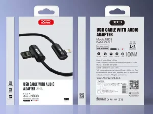 کابل شارژ و مبدل صدای لایتنینگ ایکس‌او به طول یک متر XO Lightning audio cable NB38