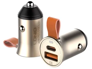 شارژر فندکی فست شارژ تایپ‎ سی و یو اس ‎بی 30 وات الدنیو LDNIO Type-C/USB Car Charger C509Q