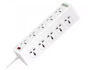 چندراهی برق 10 سوکت، 5 یواس‌بی و 1 تایپ‌‎سی الدنیو Ldnio Power Strip 2500W 2m UK Plug SC10610