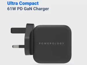 شارژر دیواری تایپ سی 61 وات دارای کابل دو سر تایپ سی پاورولوژی Powerology GaN Charger USB-C Cable P61PDWUKCBK