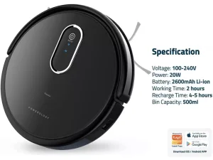 جاروبرقی روباتیک پاورولوژی Powerology Smart Robotic Vacuum Cleaner PSRBVCBK