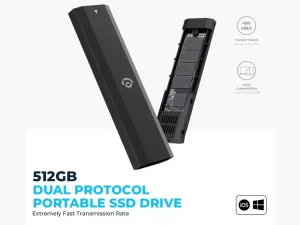 هارد SSD قابل حمل 512 گیگابایت با پروتکل دوگانه پاورولوژی Powerology 512GB Dual Protocol Portable SSD Drive PWSSD512BK