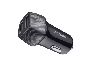 شارژر فندکی فست شارژ با کابل لایتنینگ پورودو Porodo Dual Port Car Charger Lightning Cable PD-34CCV2L