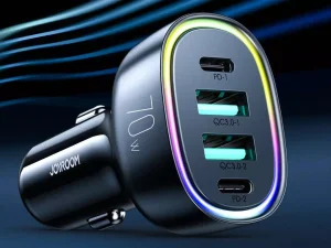 شارژر فندکی یو اس بی و تایپ سی فست شارژ 70 وات جویروم Joyroom JR-CL29 70W 4-Port Car Charger