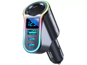 شارژر فندکی یک یو اس بی، دو تایپ سی و یک سوکت فندکی جویرومJoyroom JR-CL21 150W 4-in-1 fast Car Charger