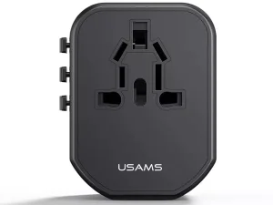 شارژر مسافرتی دو یواس‌بی، یک تایپ‌سی و یک سوکت برق 20 وات یوسامز USAMS US-CC179 T59 20W USB+Type-C Universal Travel Charger 20W