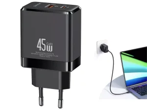 شارژر دیواری فست تایپ سی و یو اس بی 45 وات یوسامز USAMS US-CC178 T58 45W A+C GaN Fast Charger (EU)