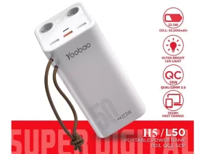 پاوربانک شارژ سریع و چراغ‌قوه یوبائو Yoobao H5 50000mah Powerbank 22.5W 5A Fast Charge