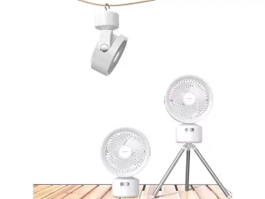 پنکه دستی دارای پایه جداشدنی، چراغ و ریموت کنترل یوسامز USAMS US-ZB258 Multi-functional Outdoor Silent Fan